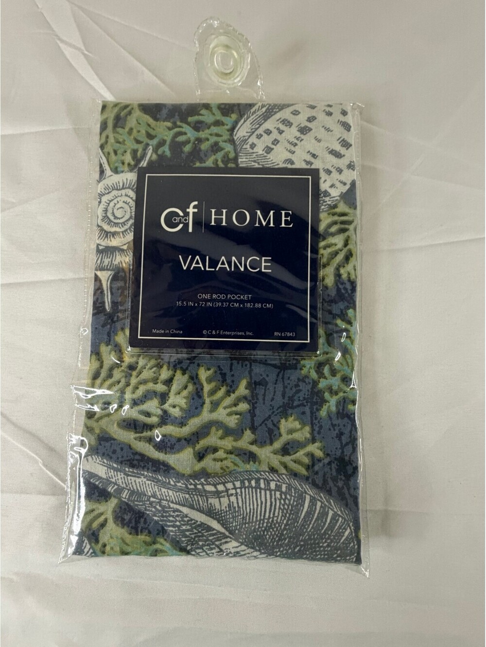 C&F Home Window Valance Cape Coral Seashell Coral Print 100% Cotton 15.5x72 New
